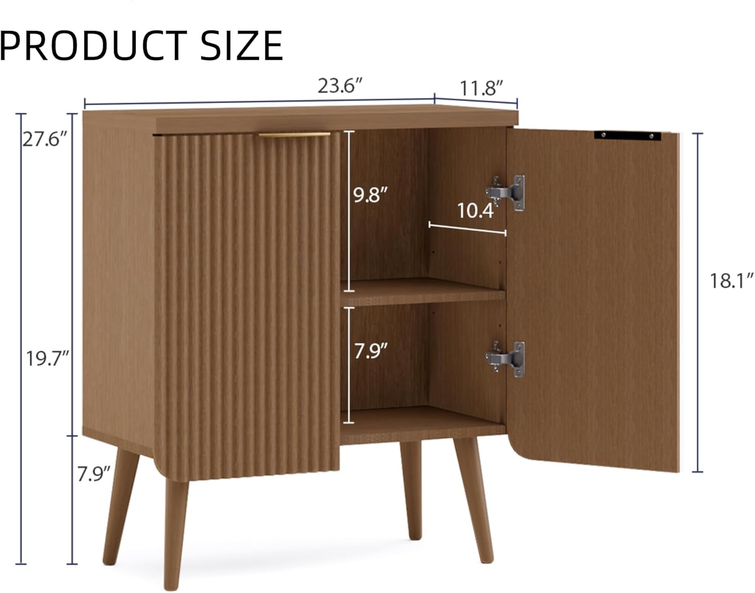 Buffet Cabinet, Sideboard Fluted Cabinet Modern Kitchen Buffet Storage Cabinets with Doors and Shelves, Wood Farmhouse Coffee Bar Station for Entryway & Dining Room & Living Room, Walnut - Image 2