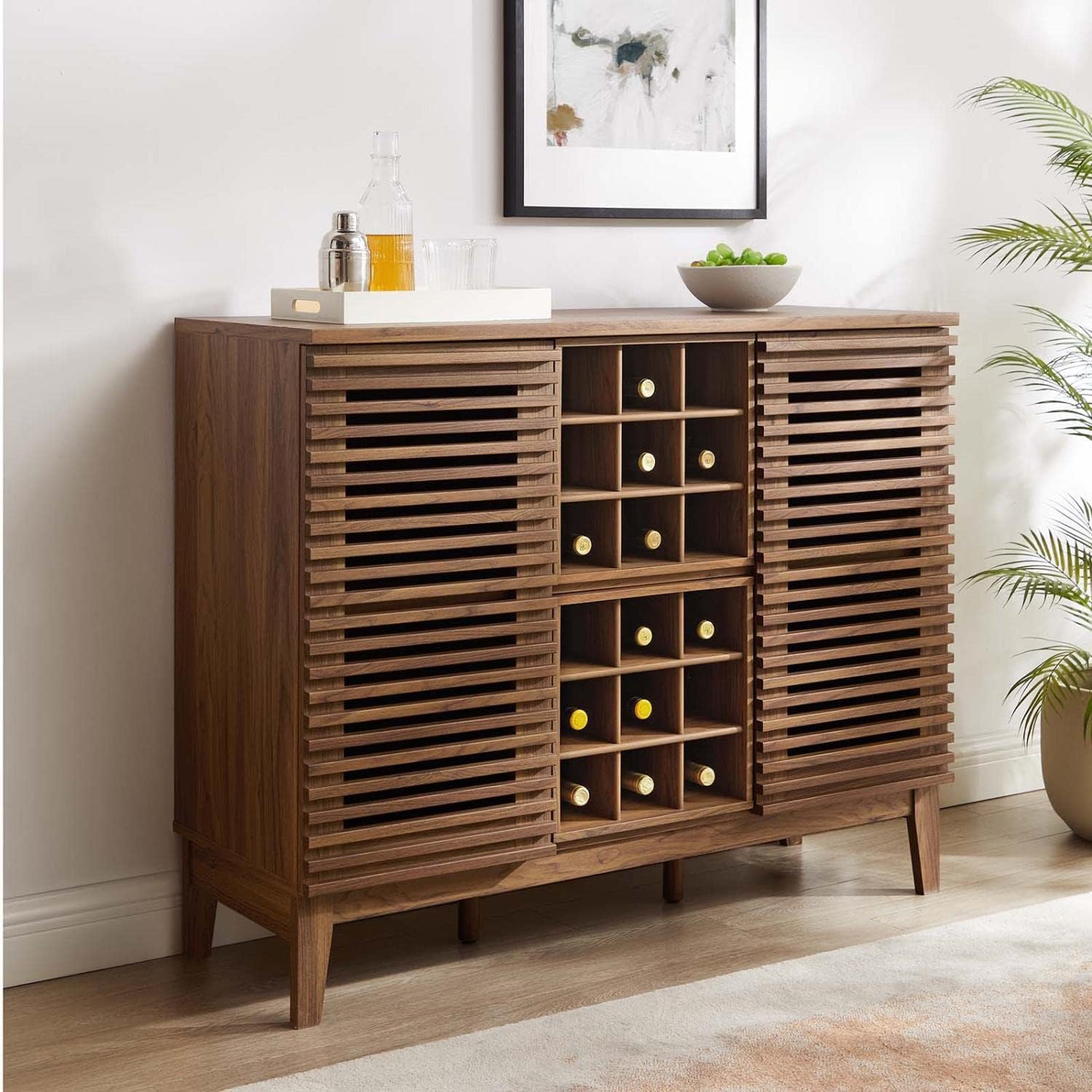 Render Mid-Century Modern Wine Bar Cabinet in Walnut, 17 x 46 x 37 - Image 2