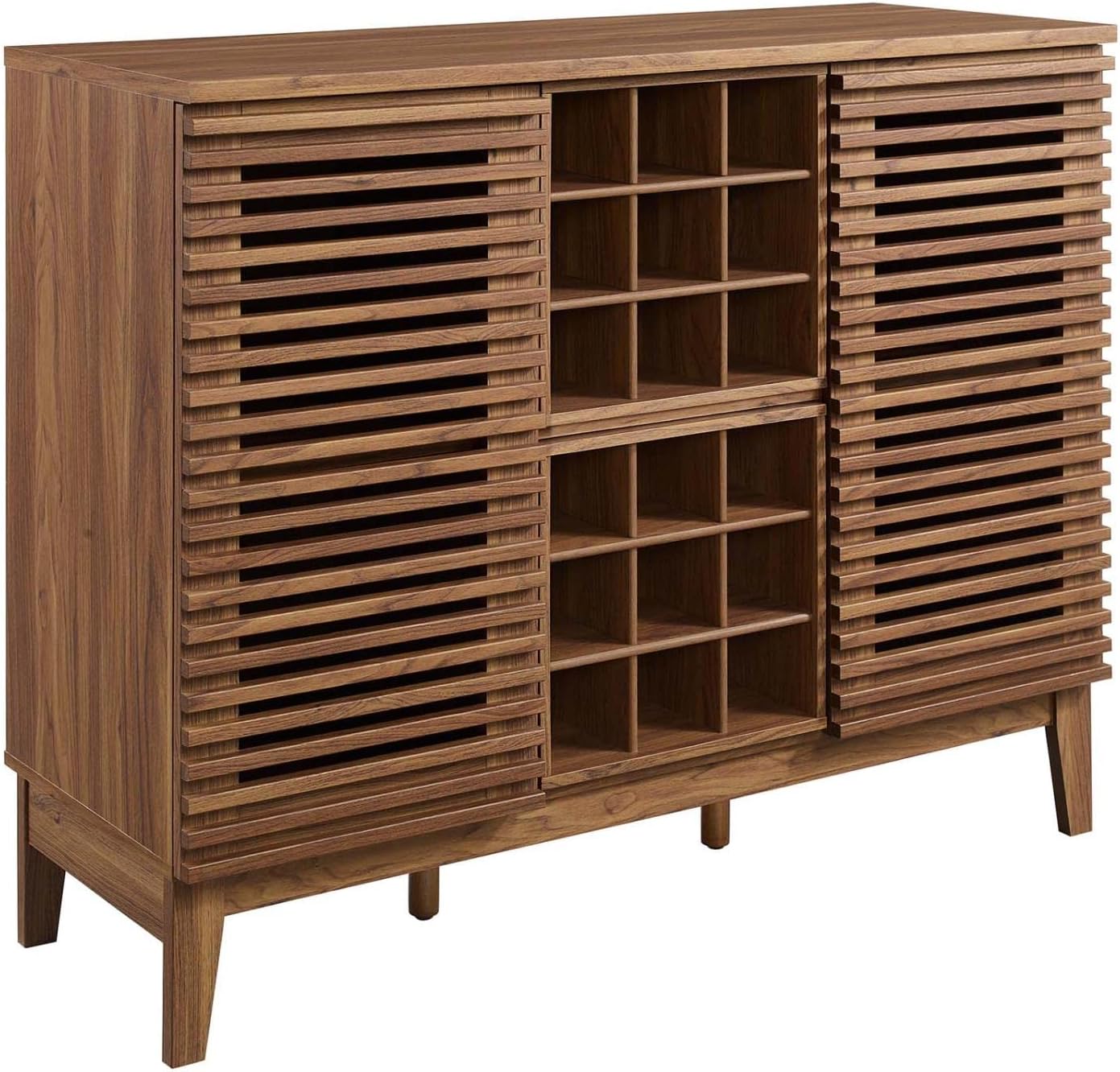 Render Mid-Century Modern Wine Bar Cabinet in Walnut, 17 x 46 x 37